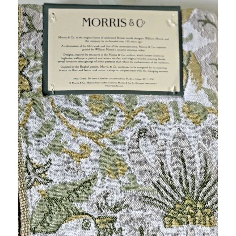 Morris & Co Kitchen Dish Towels Set of 2 Strawberry Thief 100% Cotton Fringe